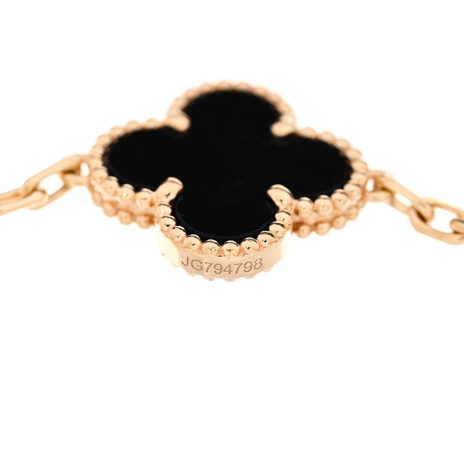 Van Cleef & Arpels 18K Yellow Gold Black Onyx 5 Motifs Vintage Alhambra Bracelet 4 of 4