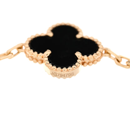 Van Cleef & Arpels 18K Yellow Gold Black Onyx 5 Motifs Vintage Alhambra Bracelet 4 of 4