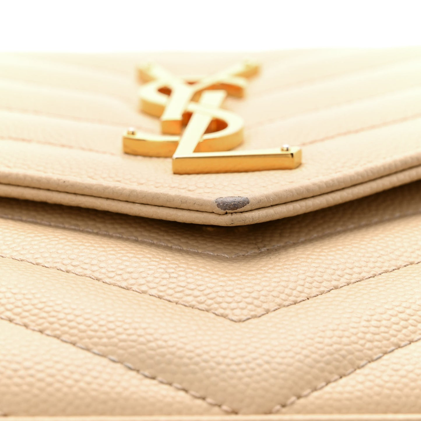 Grain De Poudre Matelasse Chevron Monogram Chain Wallet Dark Beige