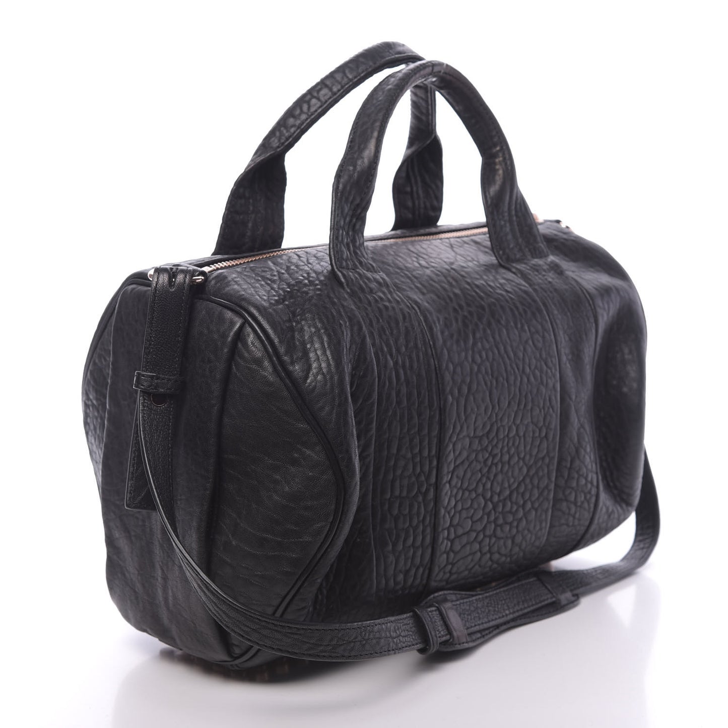 Pebbled Lambskin Rocco Black Rose Gold Hardware