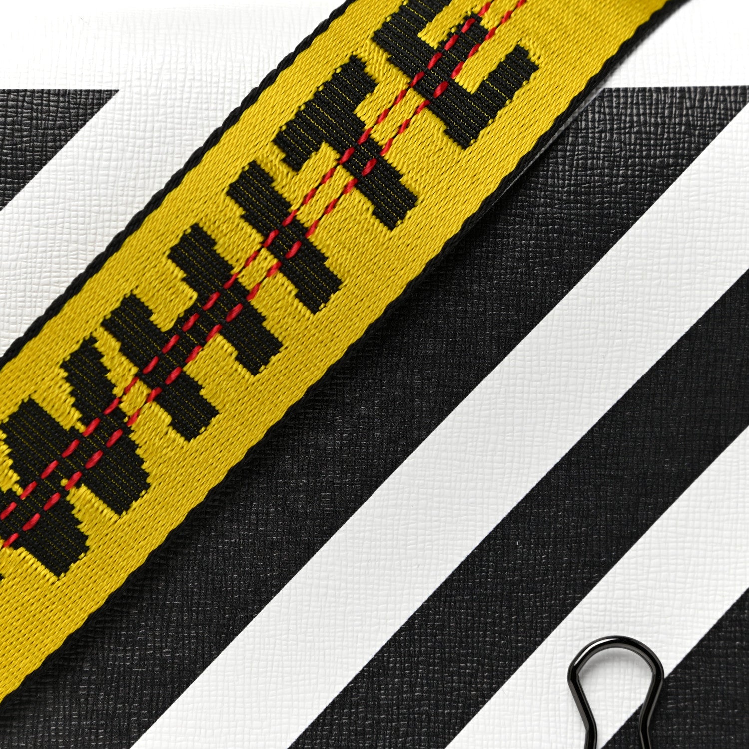 Off-White Saffiano Striped Diag Binder Flap Bag White Black 8 of 25