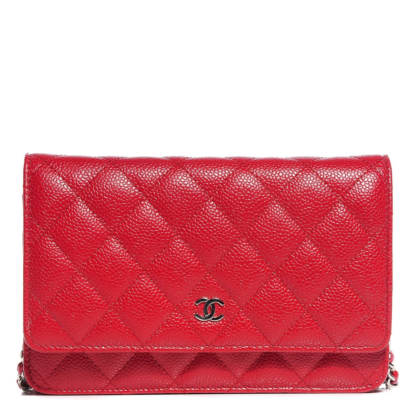 Caviar Quilted Wallet on Chain WOC Red