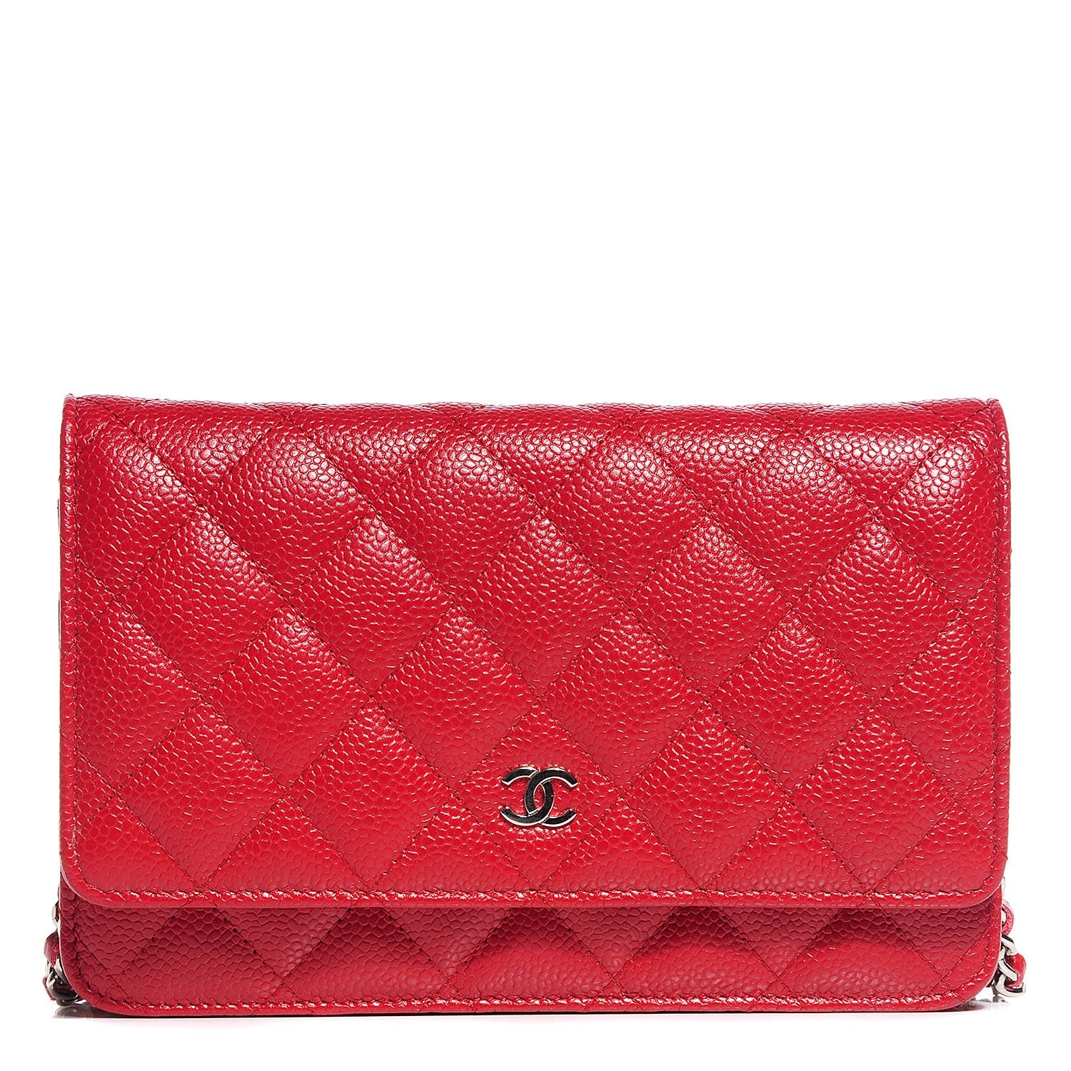Chanel Caviar Quilted Wallet on Chain WOC Red 1 of 8
