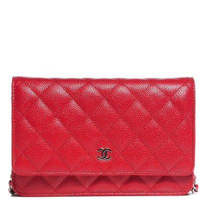 Chanel Caviar Quilted Wallet on Chain WOC Red 1 of 8