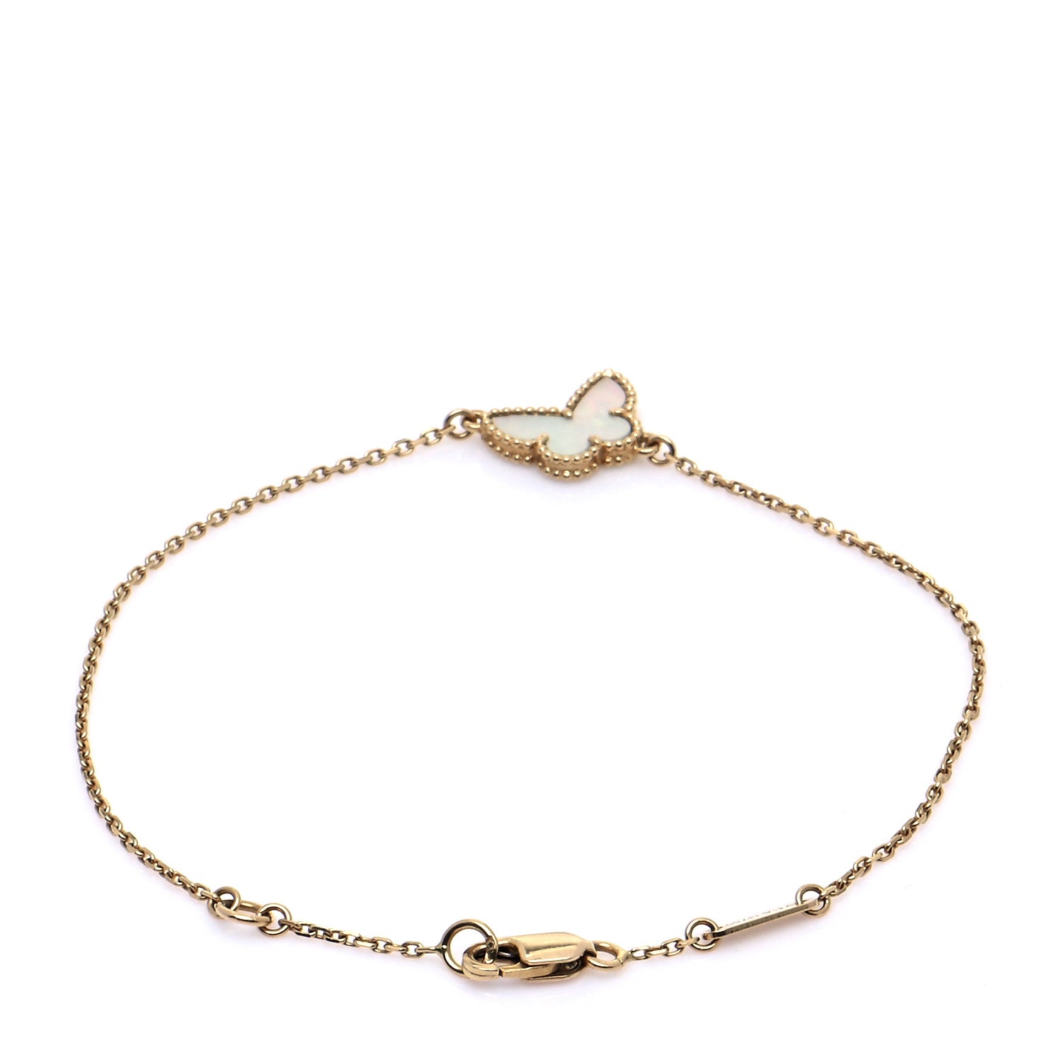 Van Cleef & Arpels 18K Yellow Gold Mother of Pearl Sweet Alhambra Butterfly Bracelet 3 of 9