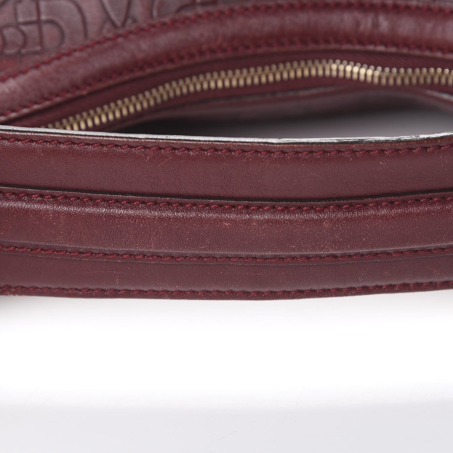 Calfskin Horsebit Bamboo Ring Hobo Red