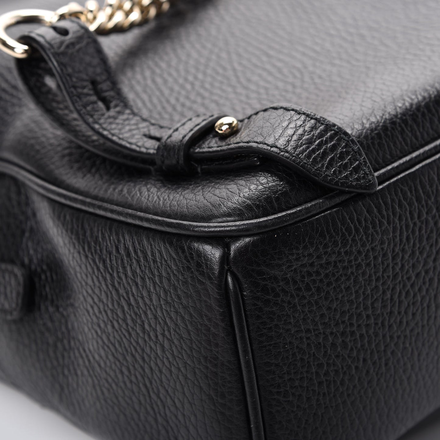 Pebbled Calfskin Soho Chain Backpack Black