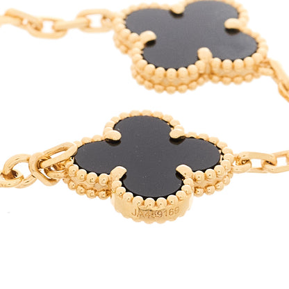 Van Cleef & Arpels 18K Yellow Gold Black Onyx 5 Motifs Vintage Alhambra Bracelet 4 of 5