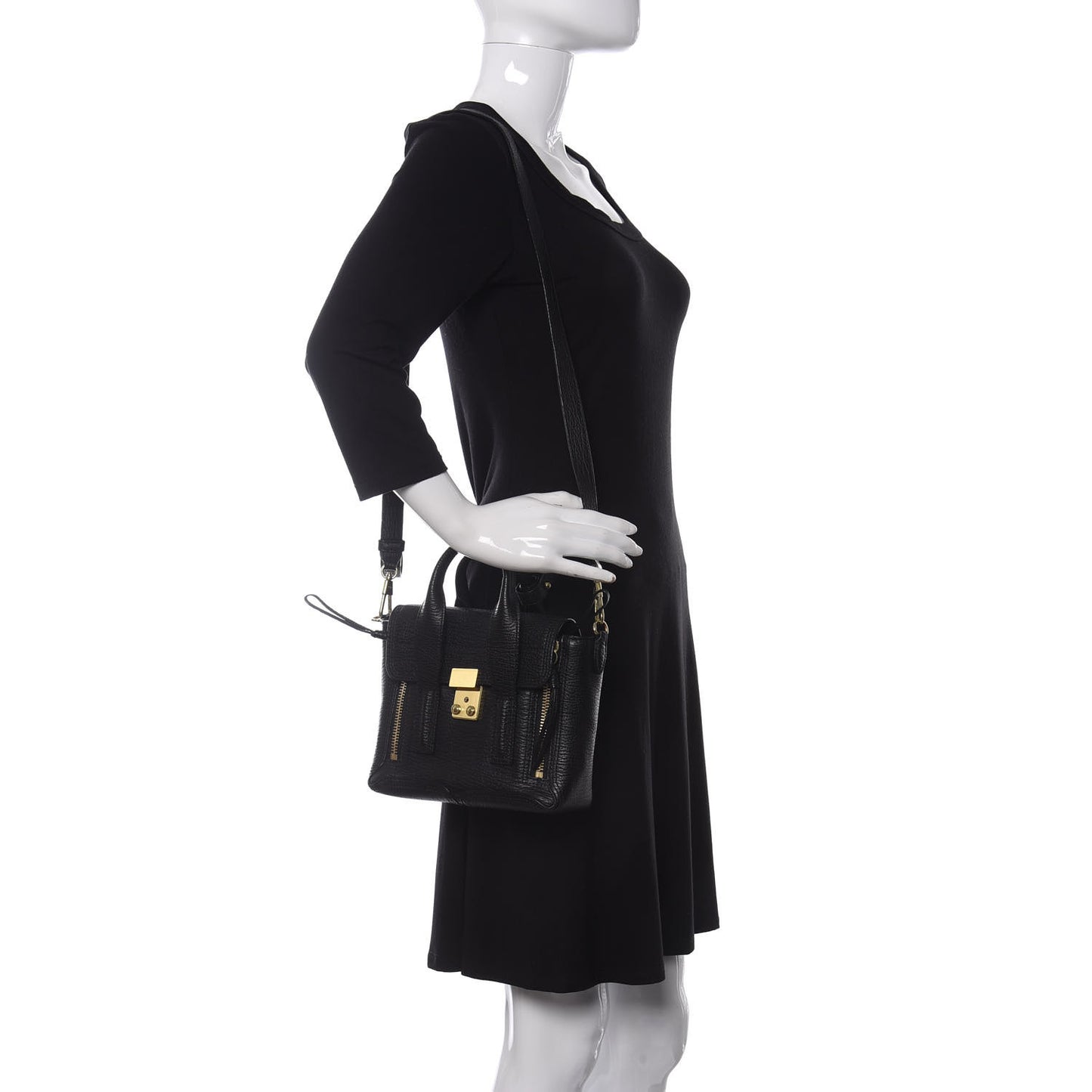 Textured Calfskin Mini Pashli Satchel Black