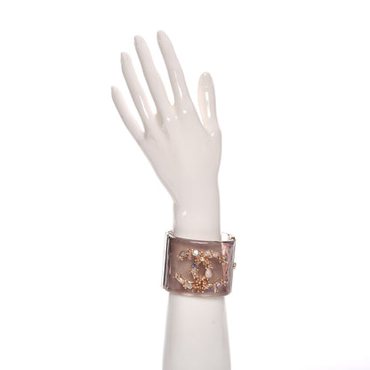 Chanel Lucite Crystal Pearl Gripoix CC Cuff Purple 2 of 7