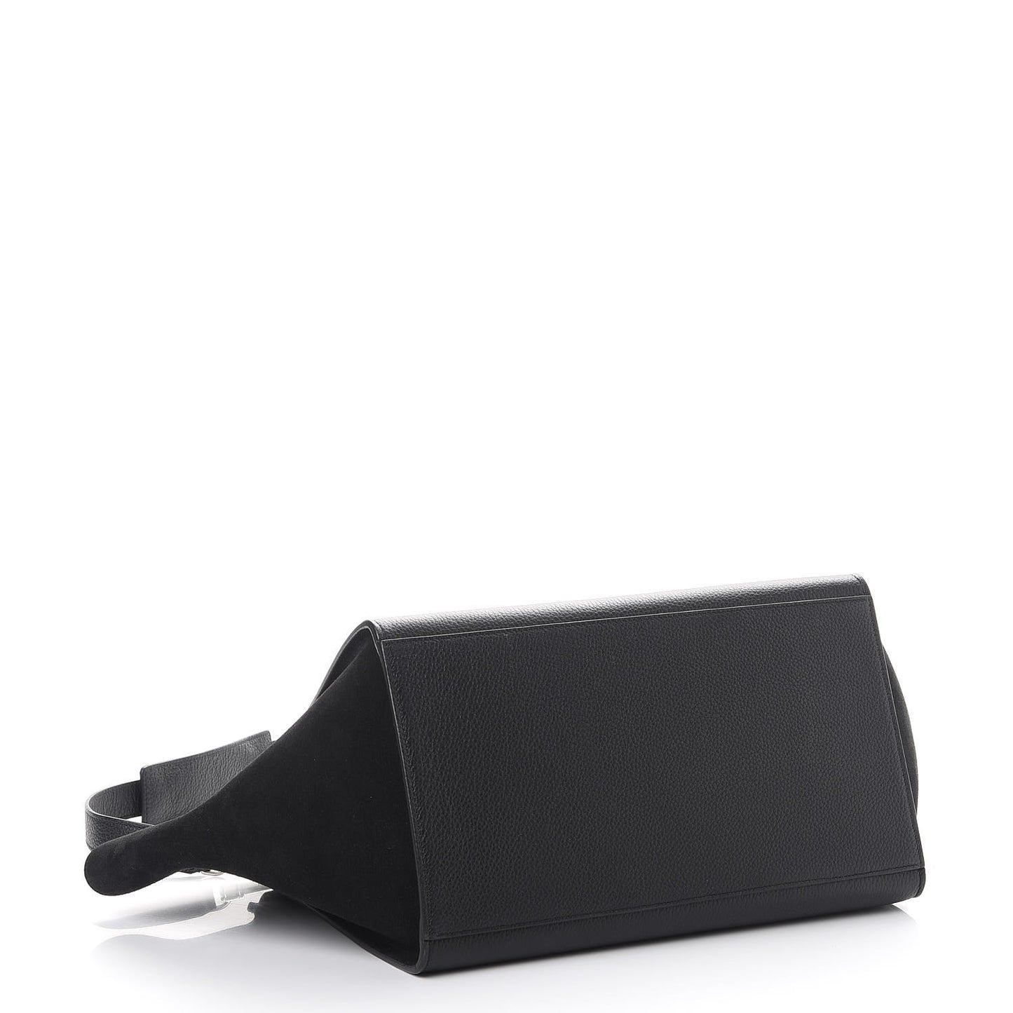 Drummed Calfskin Suede Medium Trapeze Black