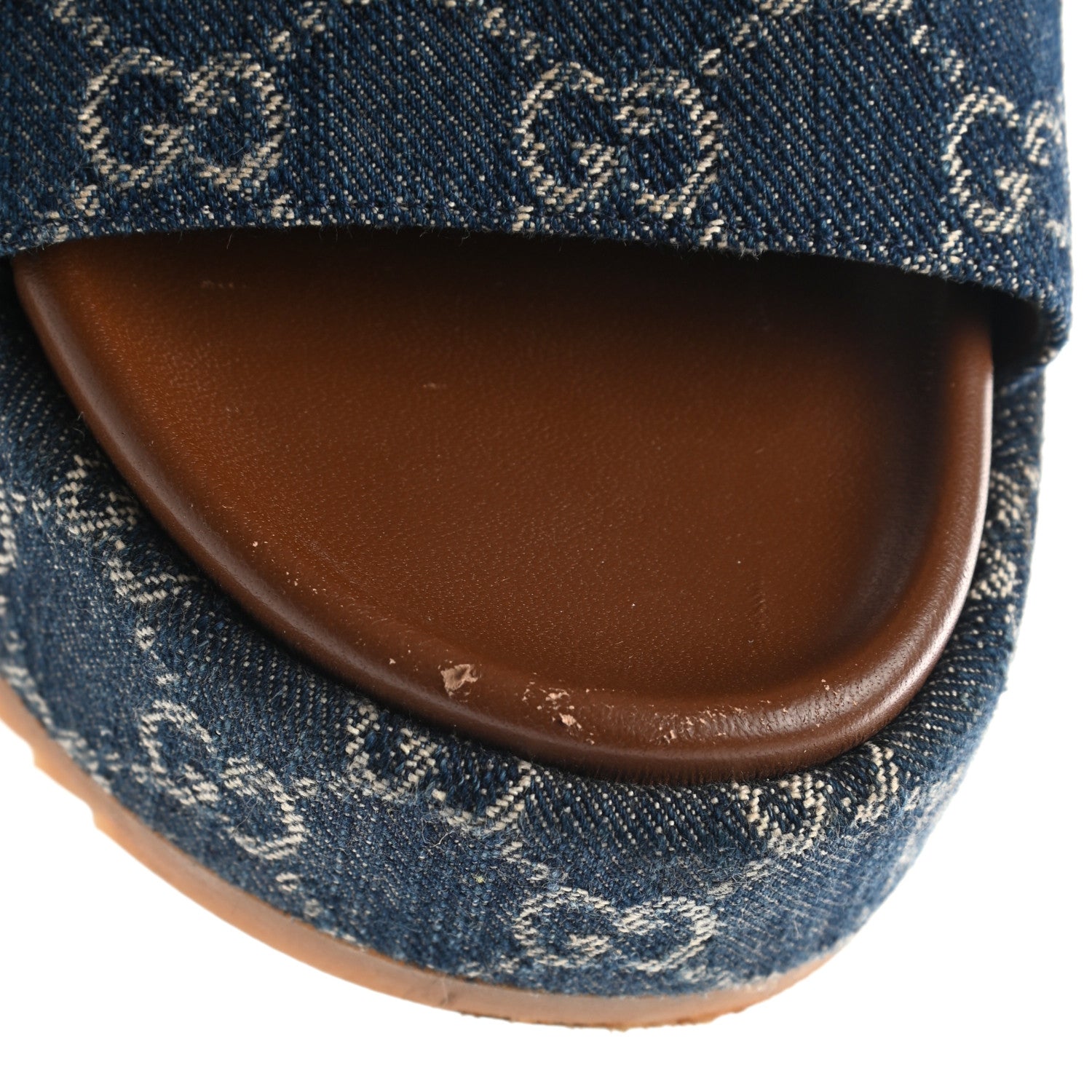 Gucci New Denim GG Monogram Angelina Platform 55mm Slide Sandals 39.5 Blue Tea 12 of 12