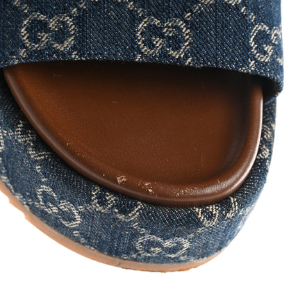 Gucci New Denim GG Monogram Angelina Platform 55mm Slide Sandals 39.5 Blue Tea 12 of 12