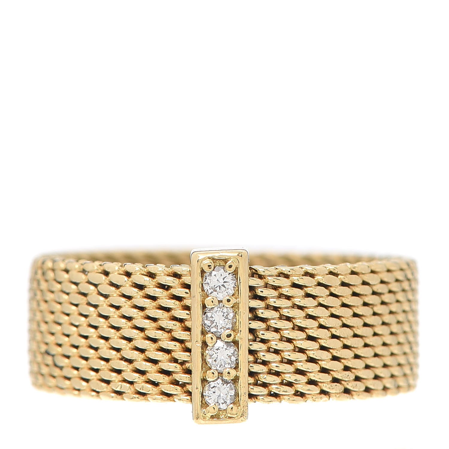 Tiffany 18K Yellow Gold Diamond Somerset Ring 50 5.5 1 of 4