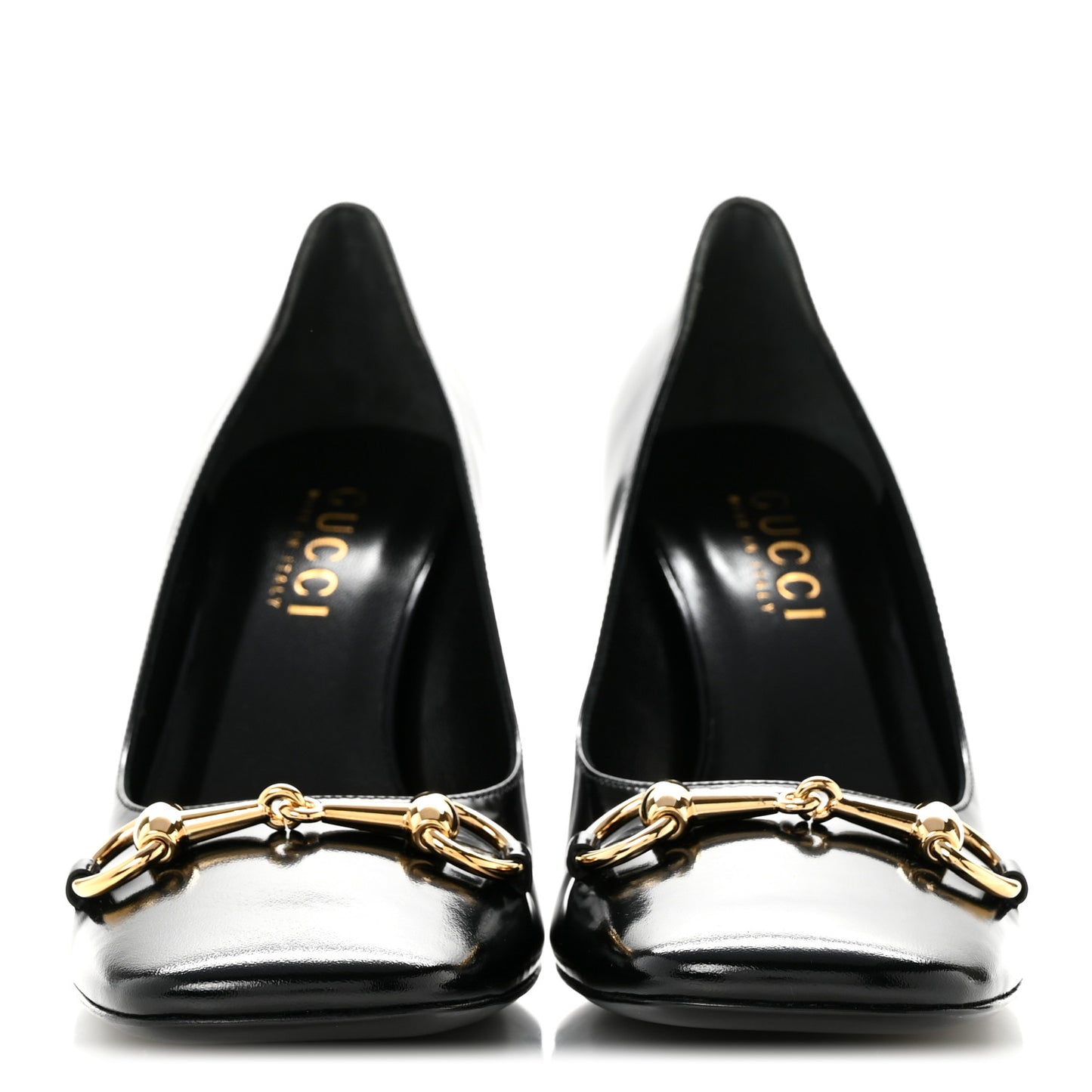 Shiny Calfskin Horsebit Signora 85mm Pumps 39 Black