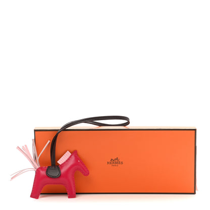 Hermes Milo Lambskin Grigri Rodeo Horse Bag Charm PM Rose Sakura Framboise Rouge Sellier 4 of 4