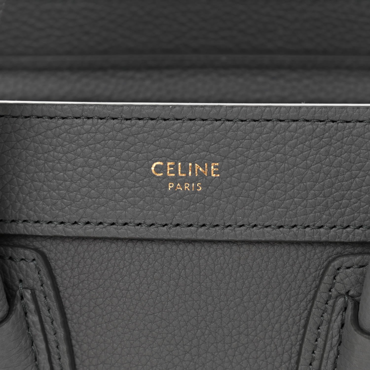 Celine Drummed Calfskin Nano Luggage Kohl 5 of 8