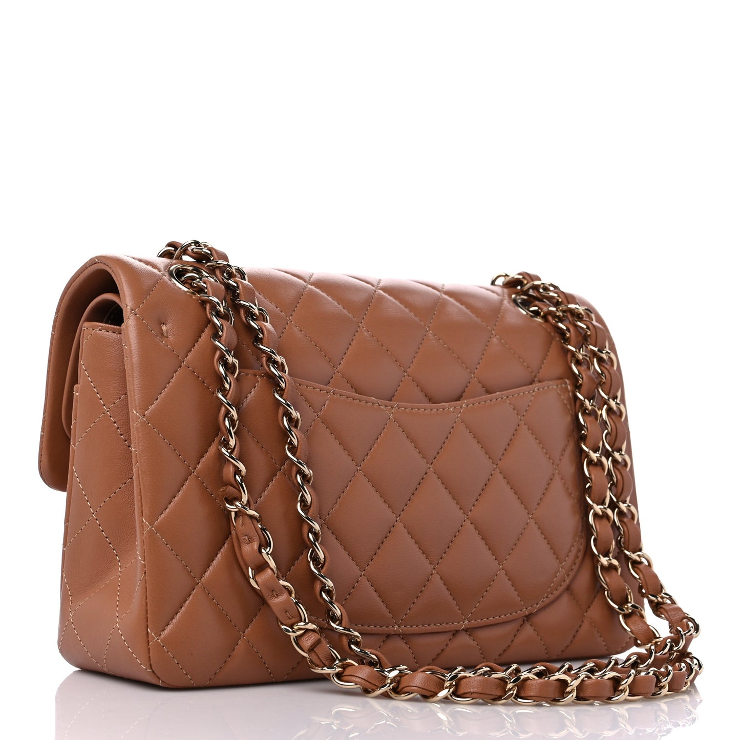 Lambskin Quilted Small Double Flap Brown