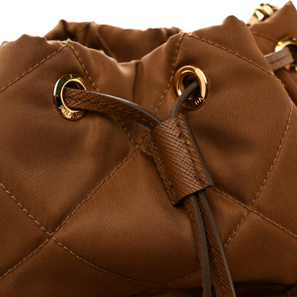 Prada Re-Nylon Saffiano Stitched Re-Edition 1995 Chaine Drawstring Bucket Bag Brandy 12 of 14