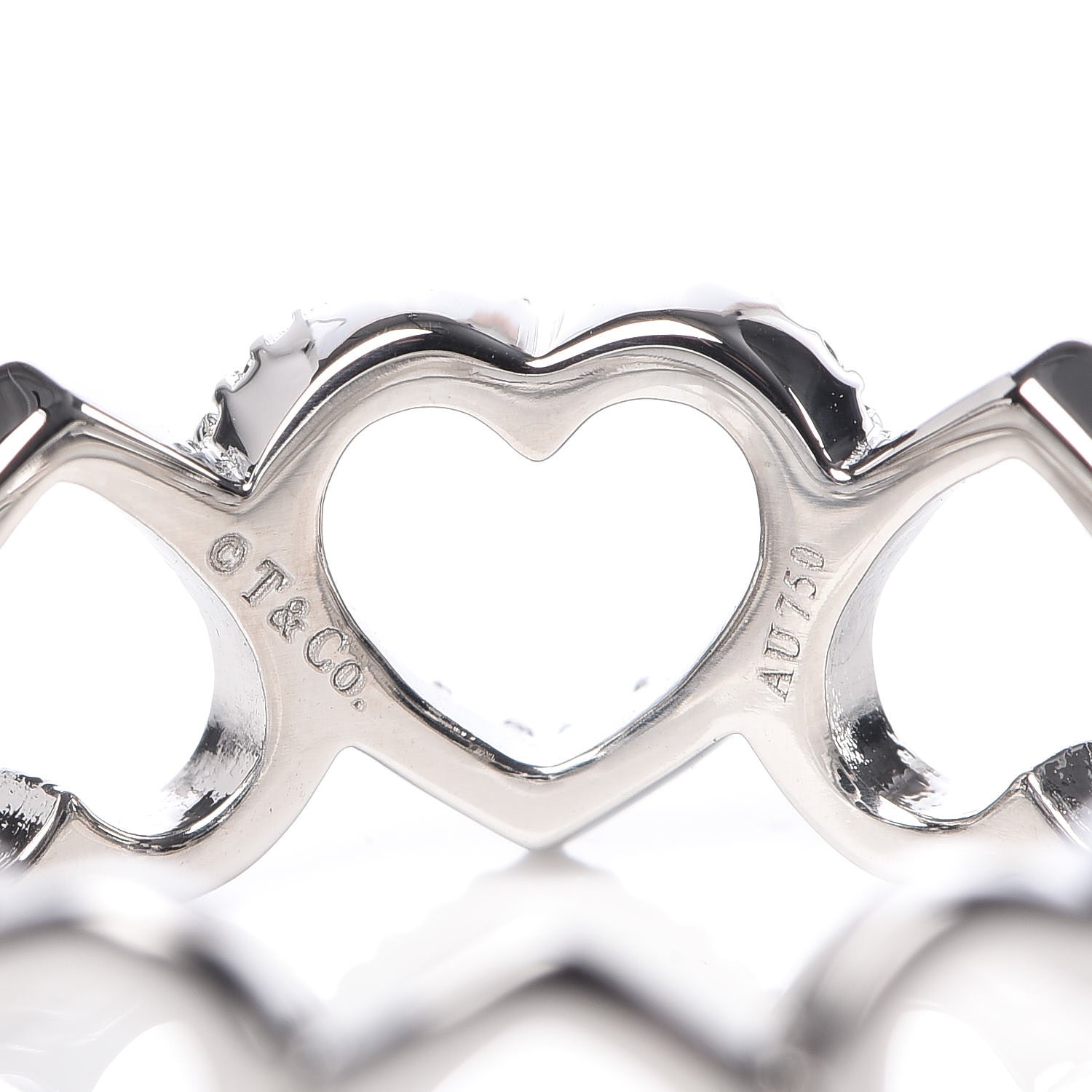 Tiffany 18K White Gold Diamond Hearts Eternity Band Ring 58 8.25 4 of 5