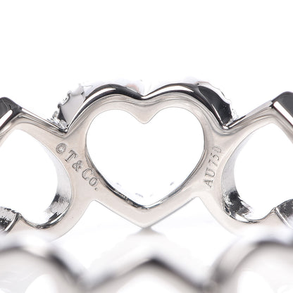 Tiffany 18K White Gold Diamond Hearts Eternity Band Ring 58 8.25 4 of 5