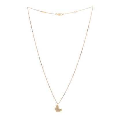 Van Cleef & Arpels 18K Yellow Gold Mother of Pearl Sweet Alhambra Butterfly Pendant Necklace 3 of 6