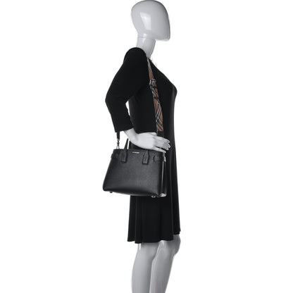 Burberry Grainy Calfskin House Check Small Banner Tote Black 3 of 11