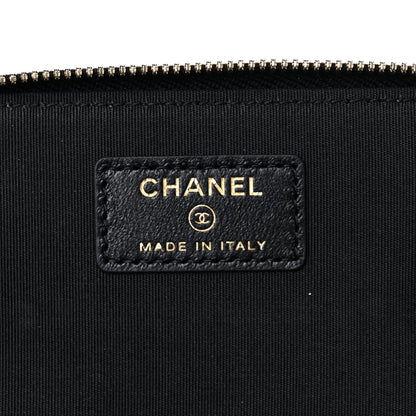 Chanel Raffia Jute Striped Small Vanity Case With Chain Black Beige 6 of 12