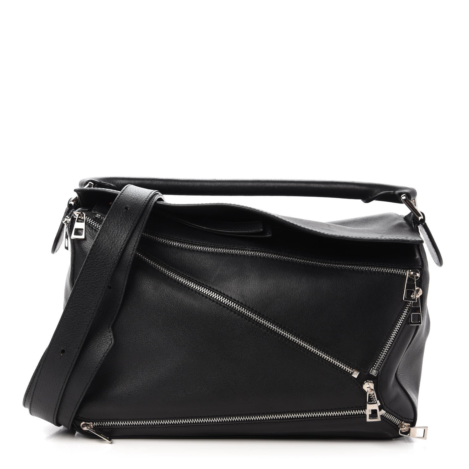 Loewe Calfskin Zipper Puzzle Bag Black 1 of 9