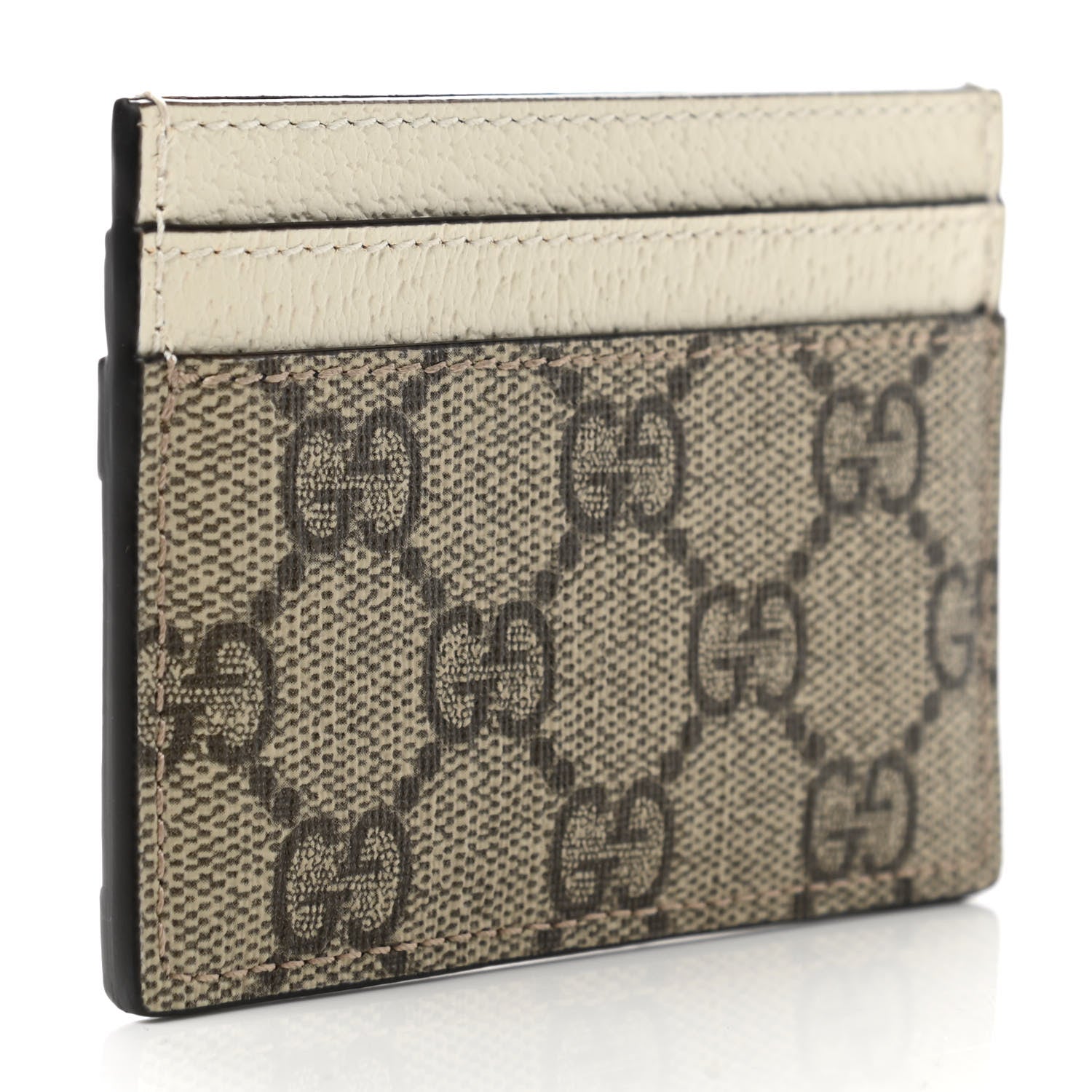 Gucci GG Supreme Monogram Textured Calfskin Web Ophidia Card Holder Beige Ebony Mystic White 3 of 7
