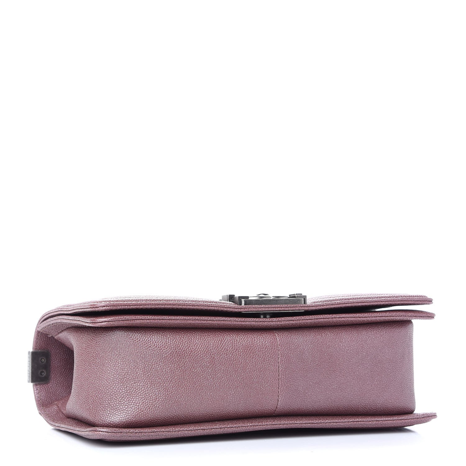 Chanel Metallic Caviar Chevron Quilted Medium Boy Flap Dark Pink 4 of 9
