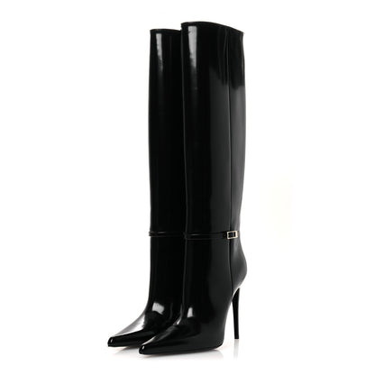 Saint Laurent Glazed Calfskin Vendome 110 Boots 40 Black 4 of 11