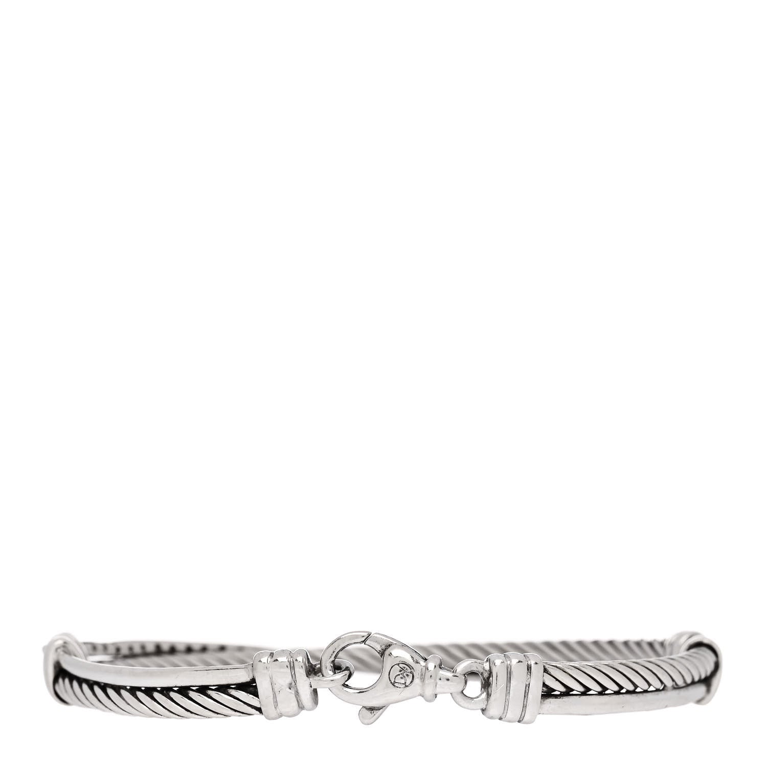 David Yurman Sterling Silver Diamond 3mm Crossover Bracelet 2 of 3