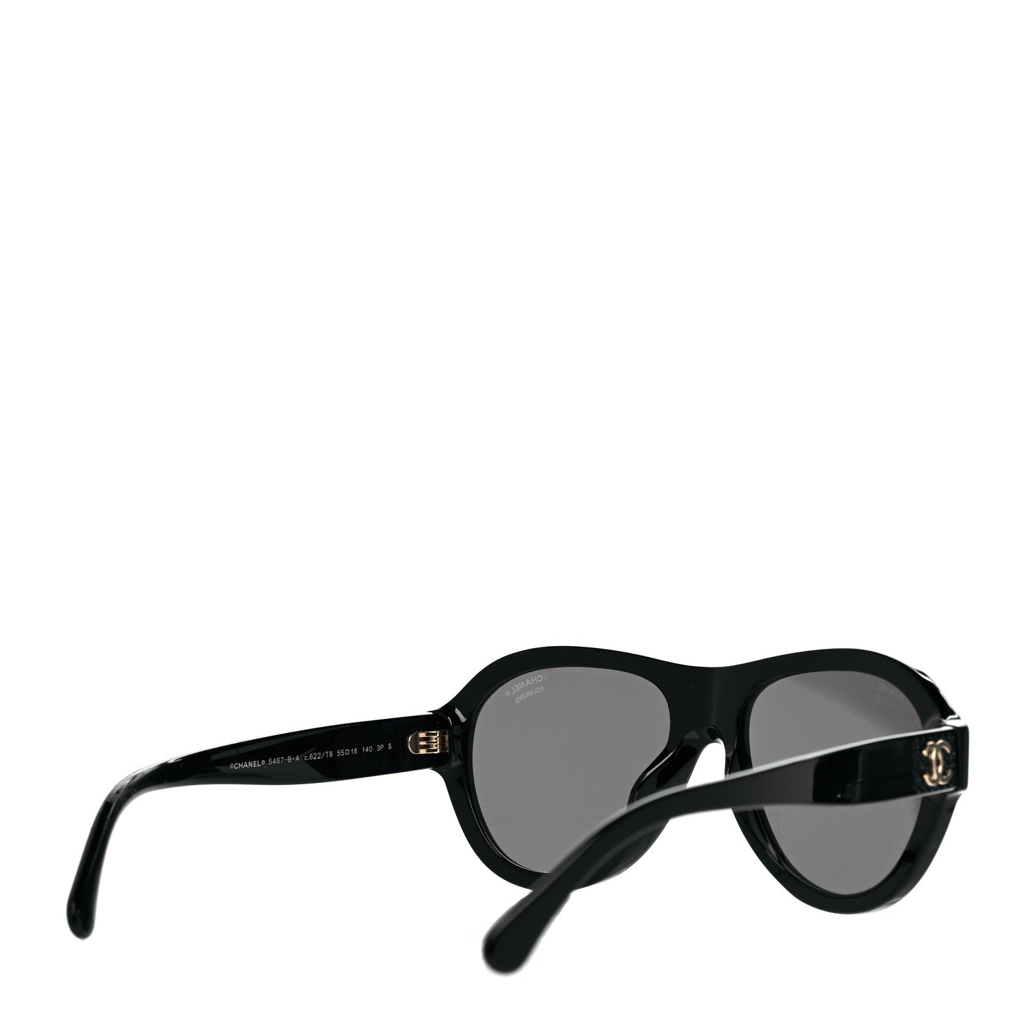 Chanel Acetate Strass Polarized Pilot Sunglasses 5467-B Black 3 of 6