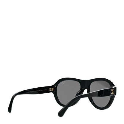 Chanel Acetate Strass Polarized Pilot Sunglasses 5467-B Black 3 of 6