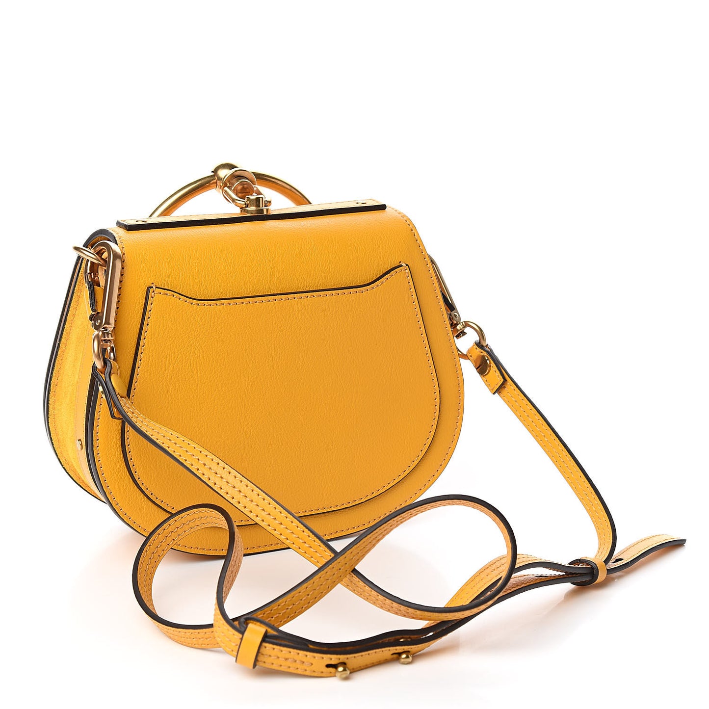 Calfskin Suede Small Nile Bracelet Bag Dusty Yellow