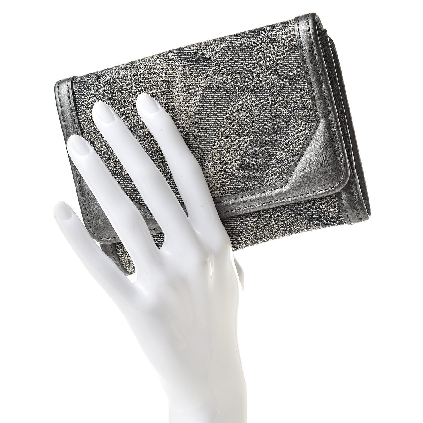 Shimmer Check Medium Compact Wallet Trench