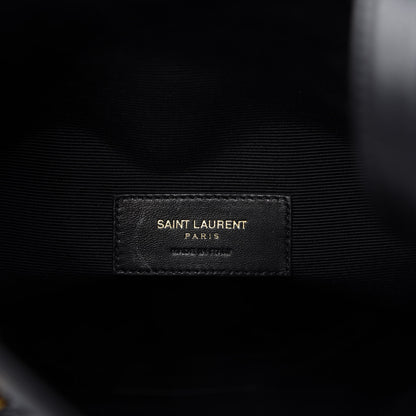 Saint Laurent Calfskin Fringe Small Monogram Bucket Bag Black 8 of 9