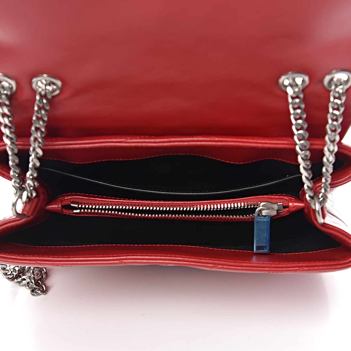 Calfskin Y Quilted Monogram Small Loulou Crossbody Bag Red