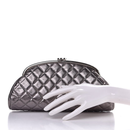 Chanel Metallic Aged Calfskin Quilted Timeless Clutch Silver 2 of 7