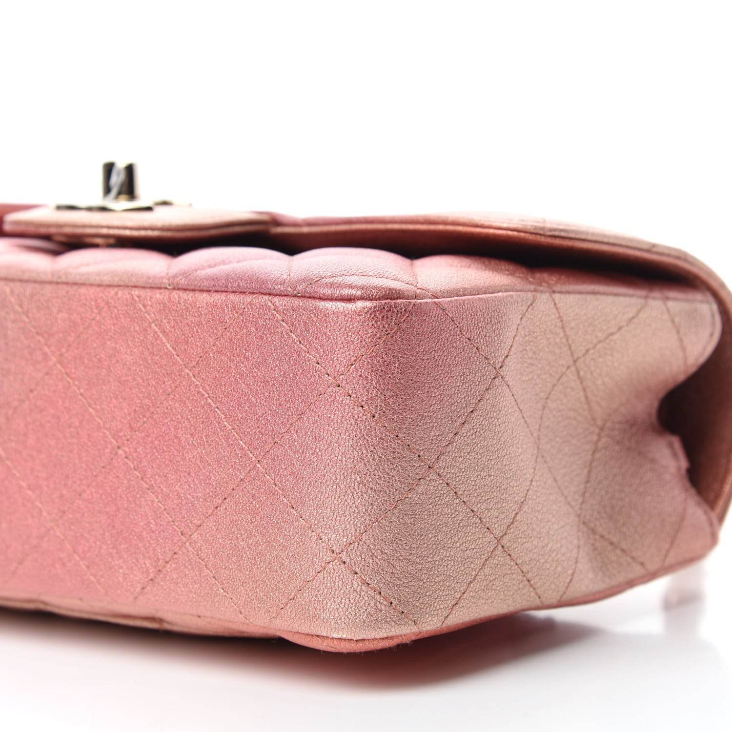 Chanel Metallic Lambskin Quilted Ombre Mini Rectangular Flap Pink 7 of 10