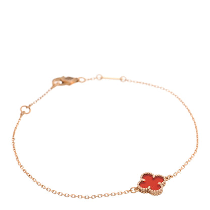 Van Cleef & Arpels 18K Rose Gold Carnelian Sweet Alhambra Bracelet 1 of 5