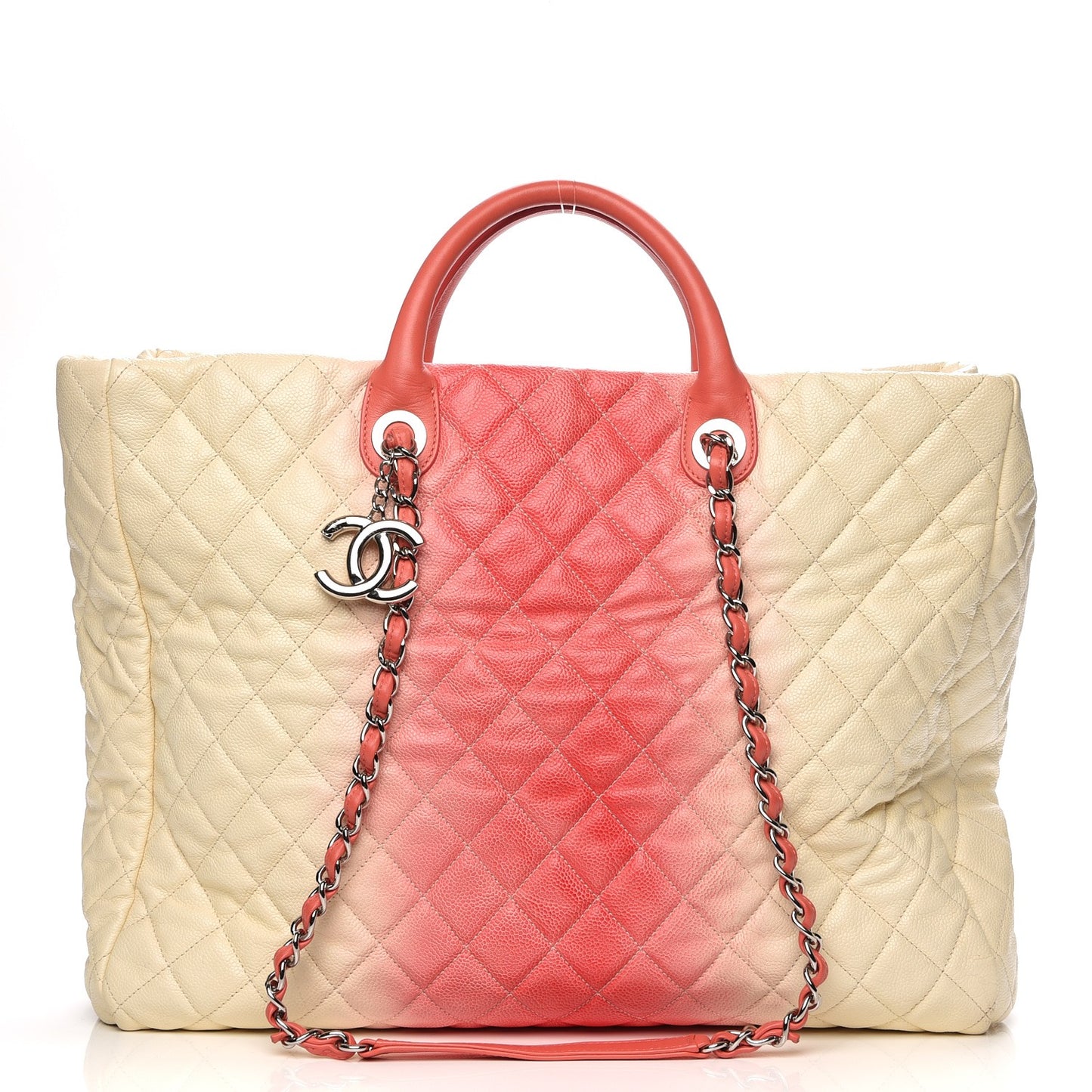 Caviar Ombre Large Shopping Tote White Rose