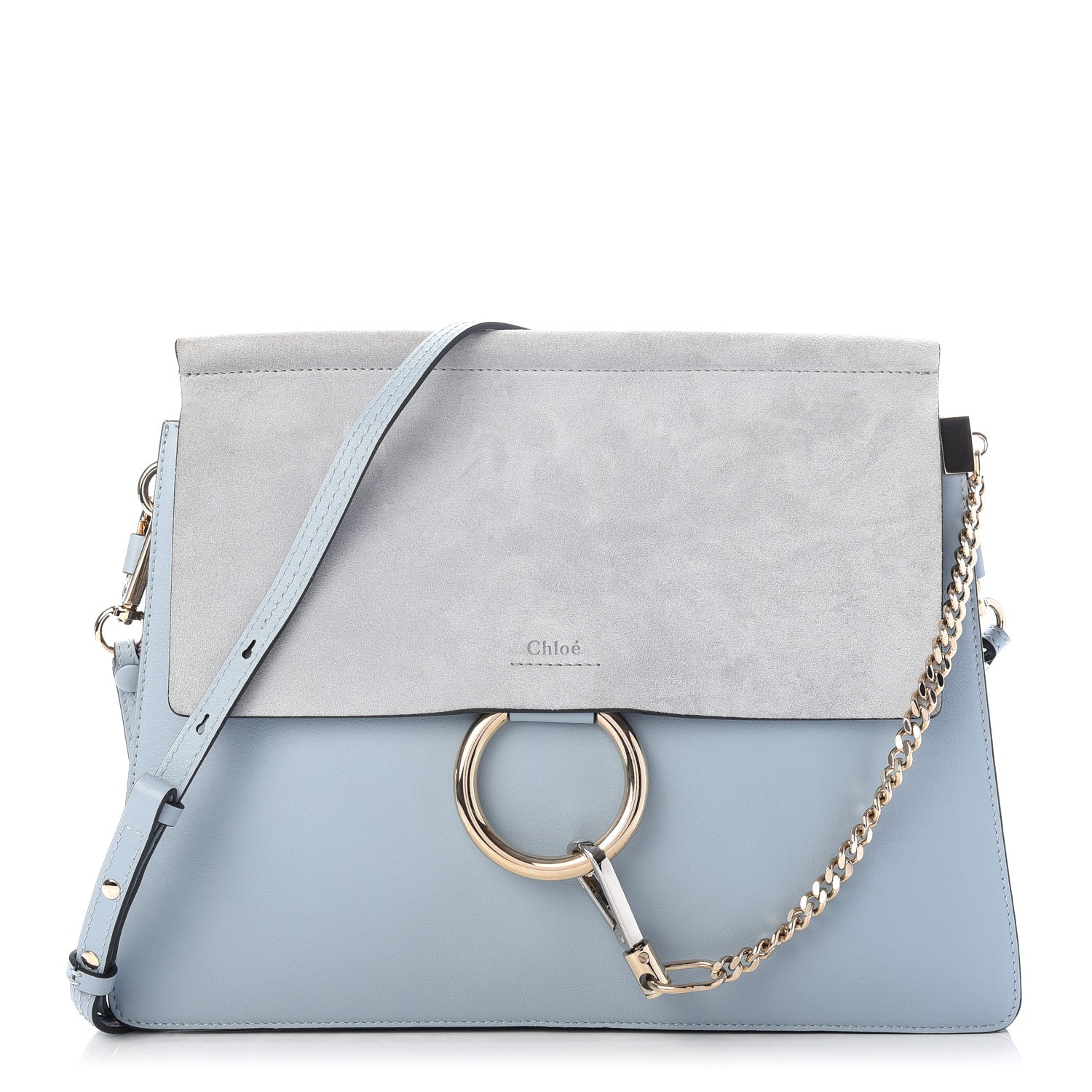 Chloe Suede Calfskin Medium Faye Shoulder Bag Cloudy Blue 1 of 9