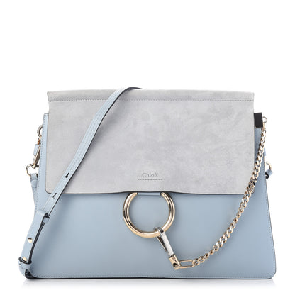 Chloe Suede Calfskin Medium Faye Shoulder Bag Cloudy Blue 1 of 9