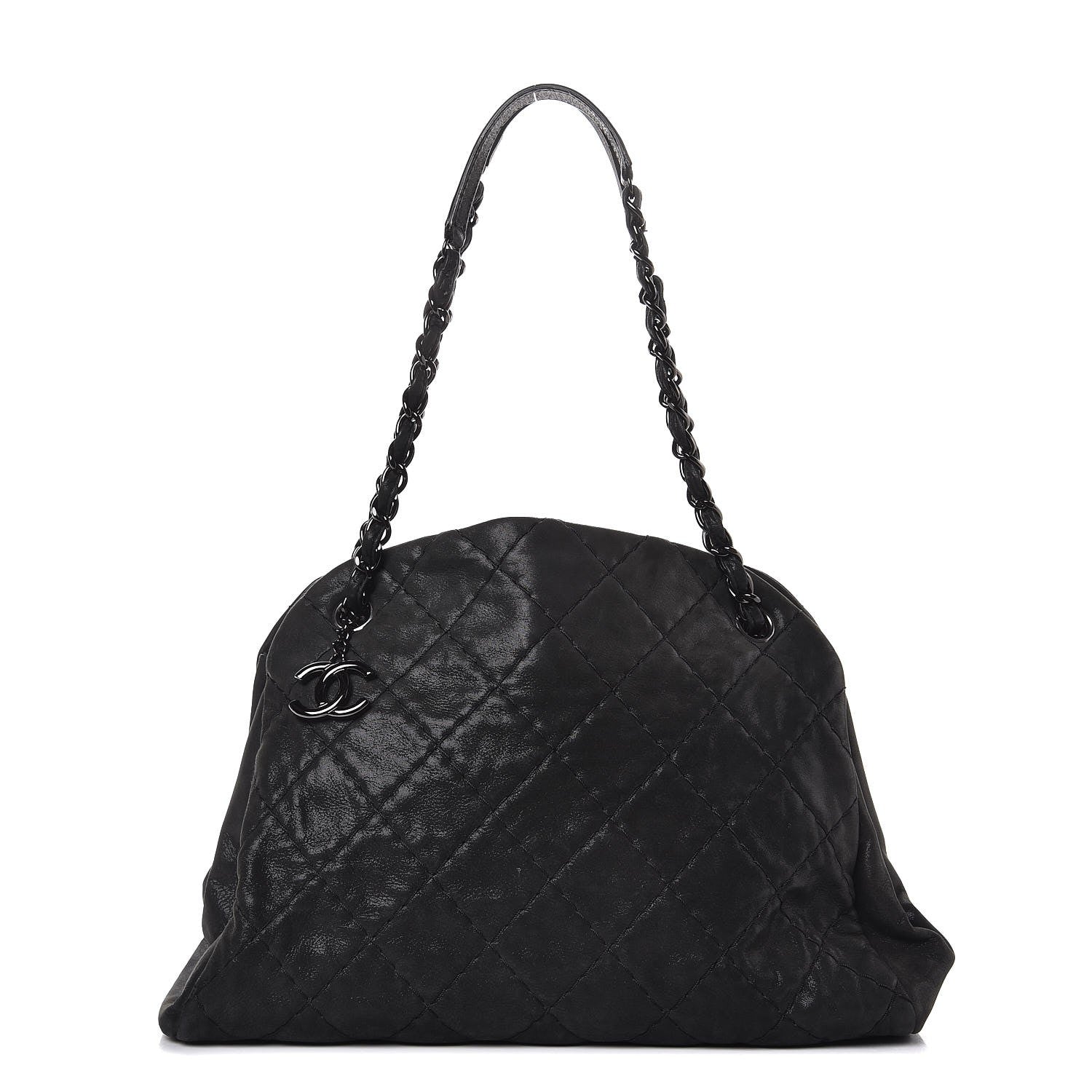 Chanel Iridescent Calfskin Large Just Mademoiselle Bowling Bag Black 1 of 7