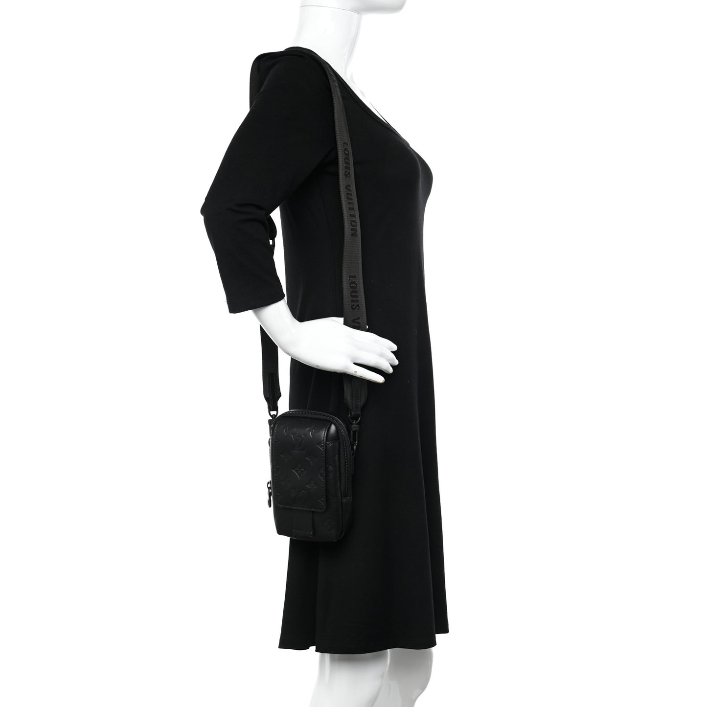 Calfskin Monogram Shadow Double Phone Pouch NM Black