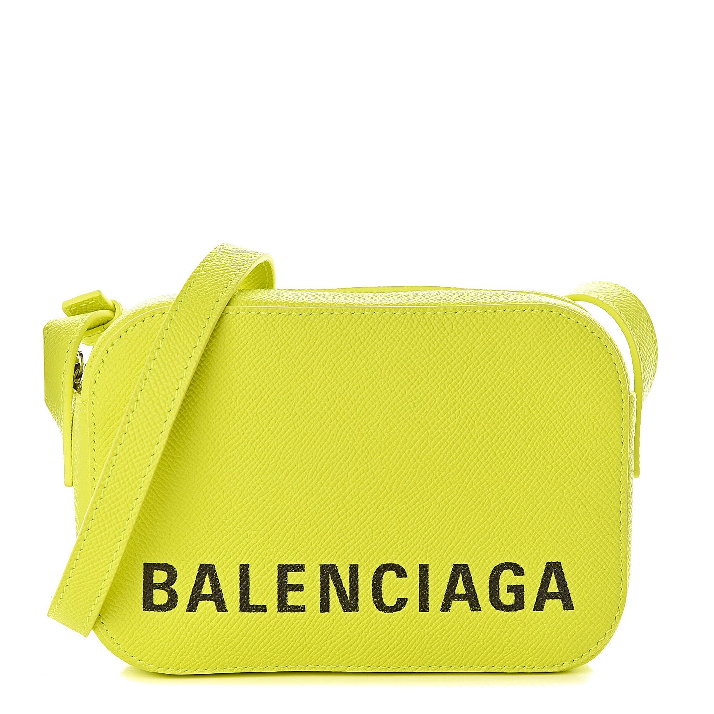 Signature Grained Calfskin Logo XS Ville Camera Bag Acid Green Black