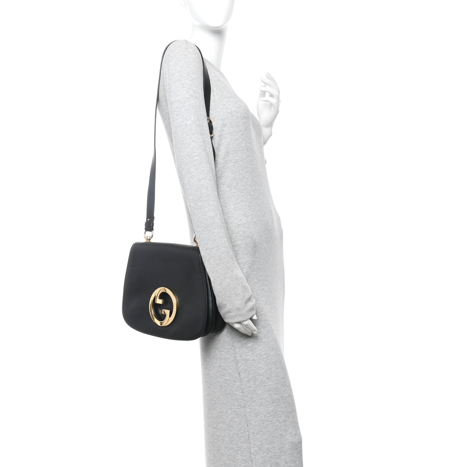 Gucci Roxy Calfskin Web Medium Blondie Top Handle Shoulder Flap Bag Black 2 of 11