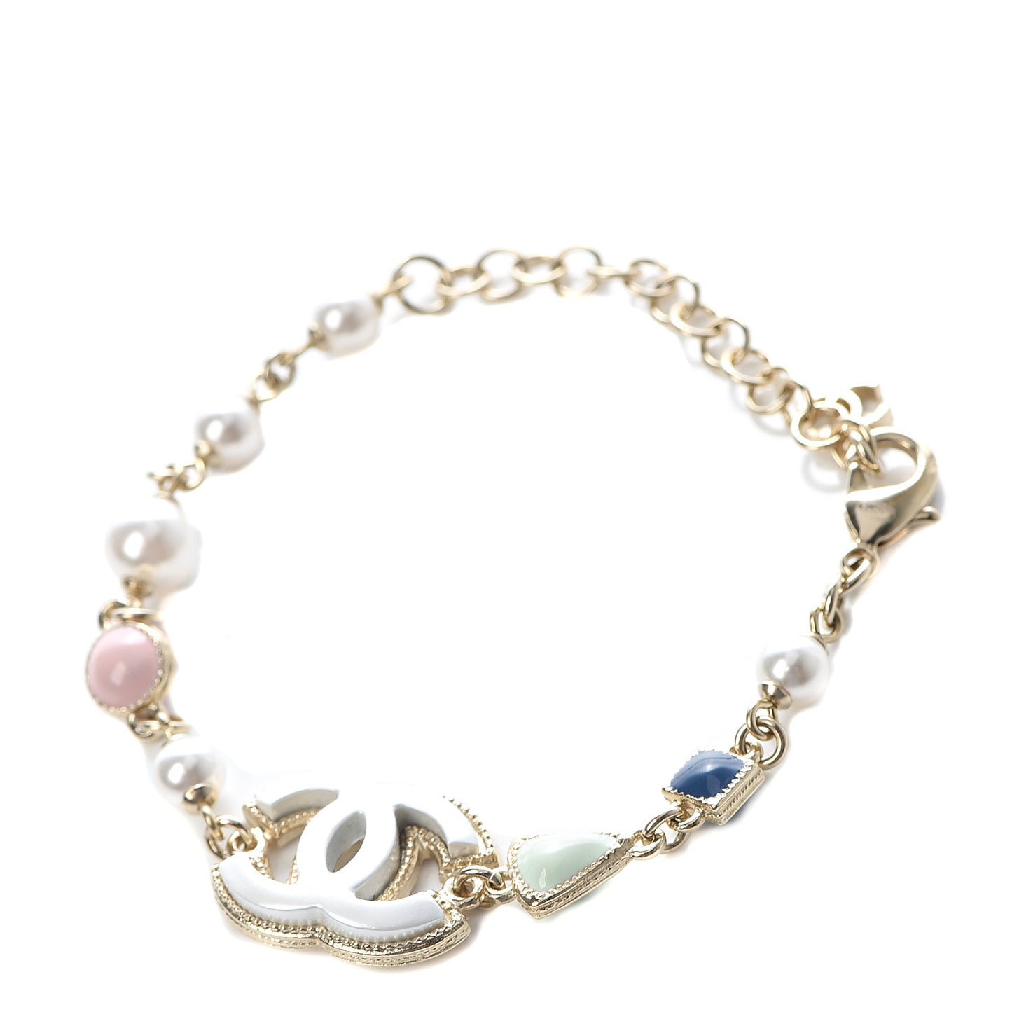 Pearl Enamel CC Bracelet Green Blue Pink